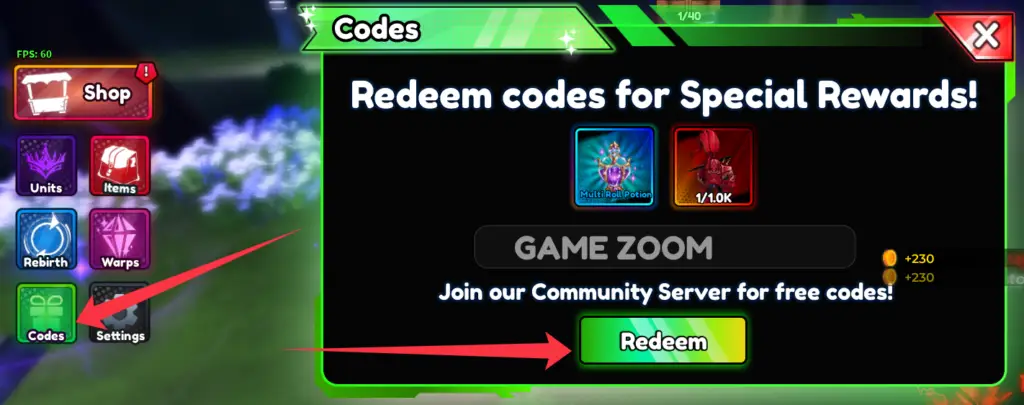 Where to enter Anime Battle RNG codes