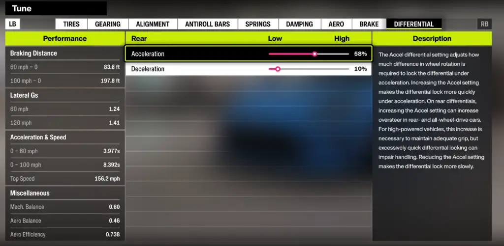 Настройка машины в Forza Horizon 6 Дифференциал