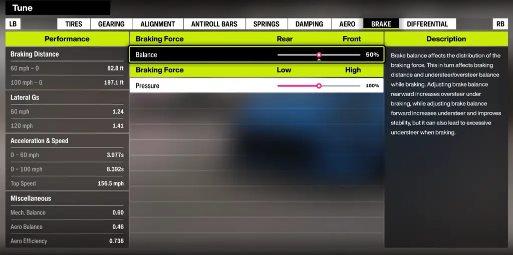 Настройка машины в Forza Horizon 6 Тормоза