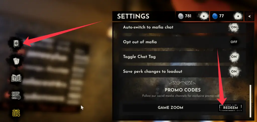 Where to enter codes in MAFIA