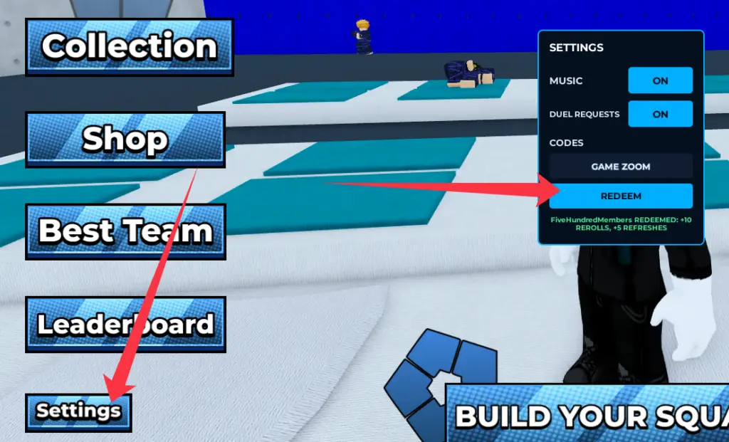 Как активировать коды в Build A Blue Lock Squad