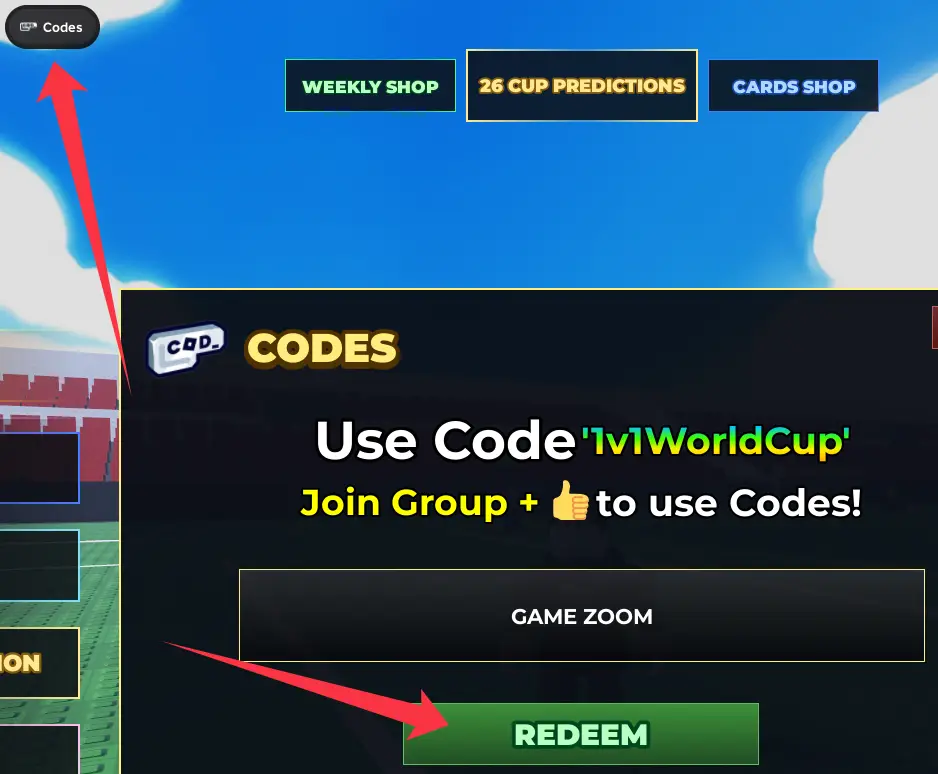 Куда вводить коды в Manage a Soccer Squad