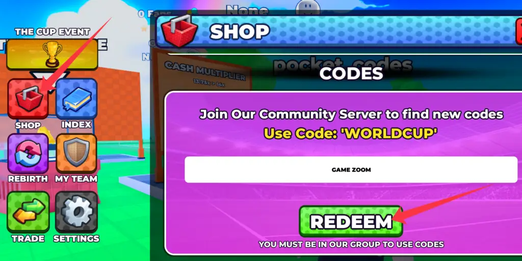 Куда вводить промокоды в Make A Soccer Empire