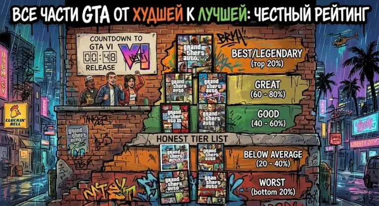 Все части GTA от худшей к лучшей честный рейтинг перед релизом шестой части