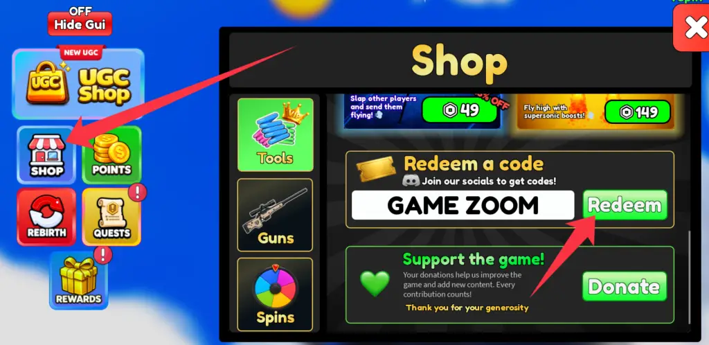 How to redeem codes in FREE UGC Grind 2