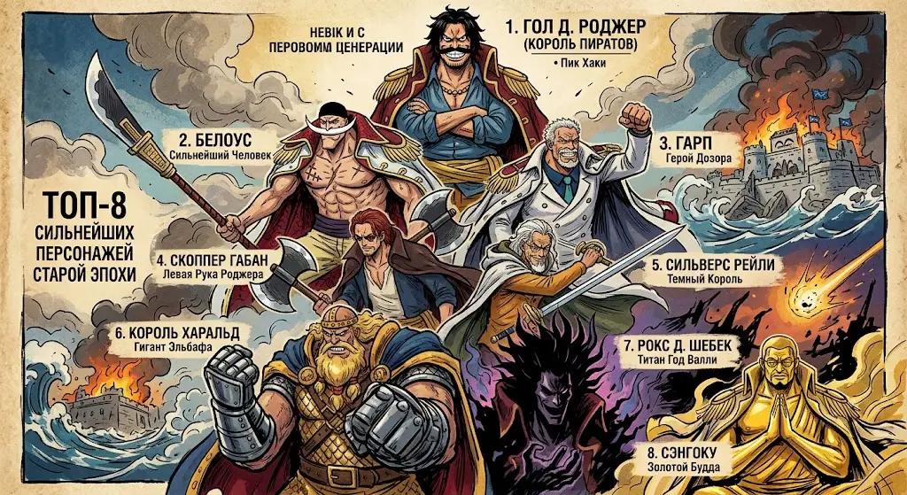 Сильнейшие легенды One Piece топ 8 персонажей старого поколения