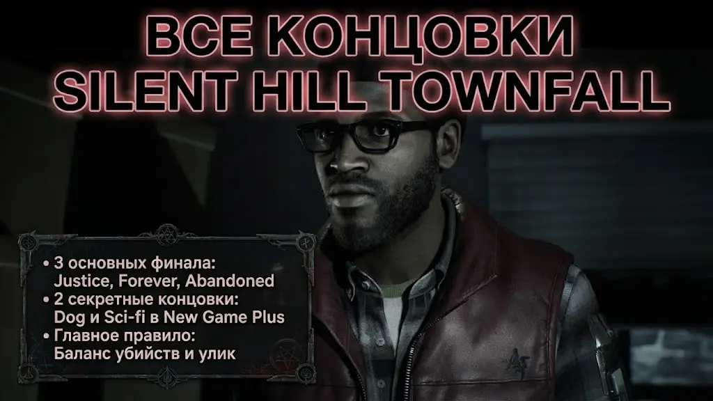 Гайд по всем концовкам Silent Hill Townfall как открыть Justice, Forever, Abandoned и секретные финиши