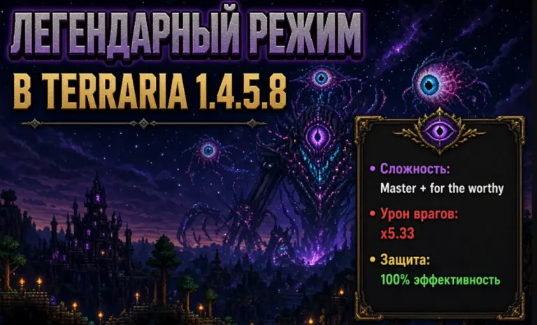 Как разблокировать Легендарный режим в Terraria 1.4.5.8 и выжить в нем