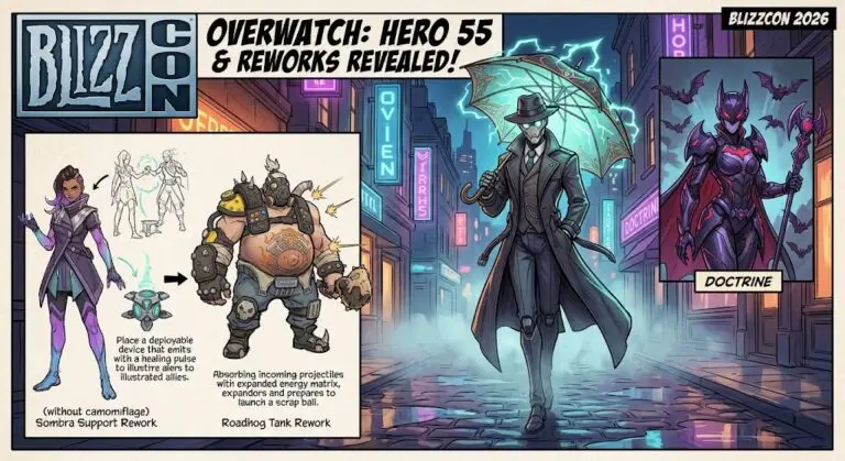 Overwatch раскрыла 55 го героя Детектив омник, реворки Сомбры и Родхога на BlizzCon 2026