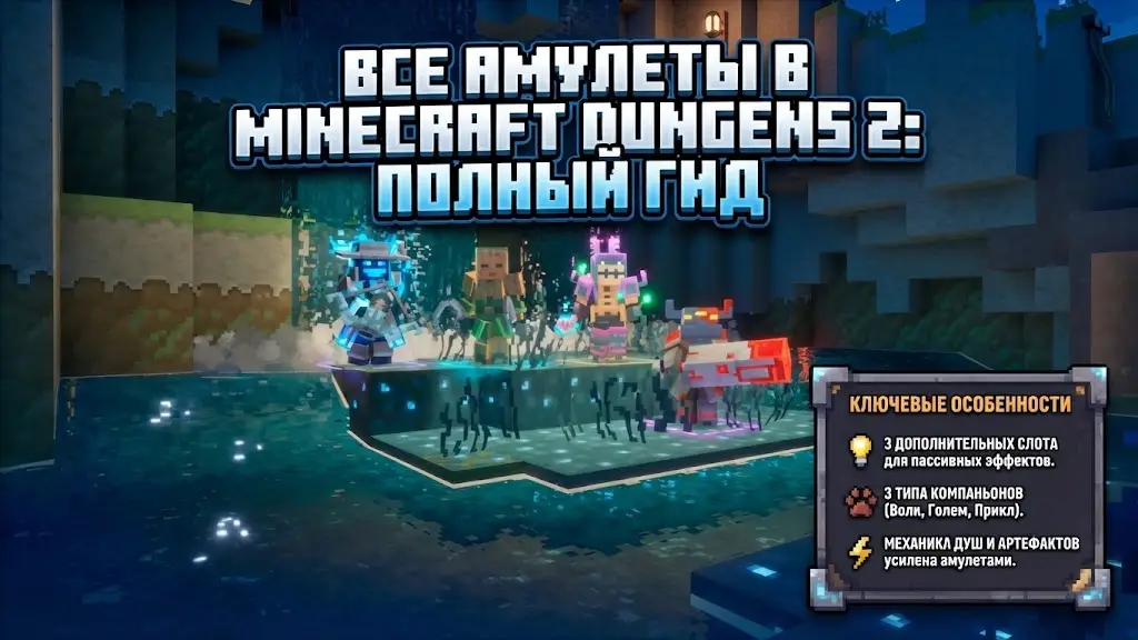 Все амулеты в Minecraft Dungeons 2 Полный гайд по пассивным эффектам и билдам