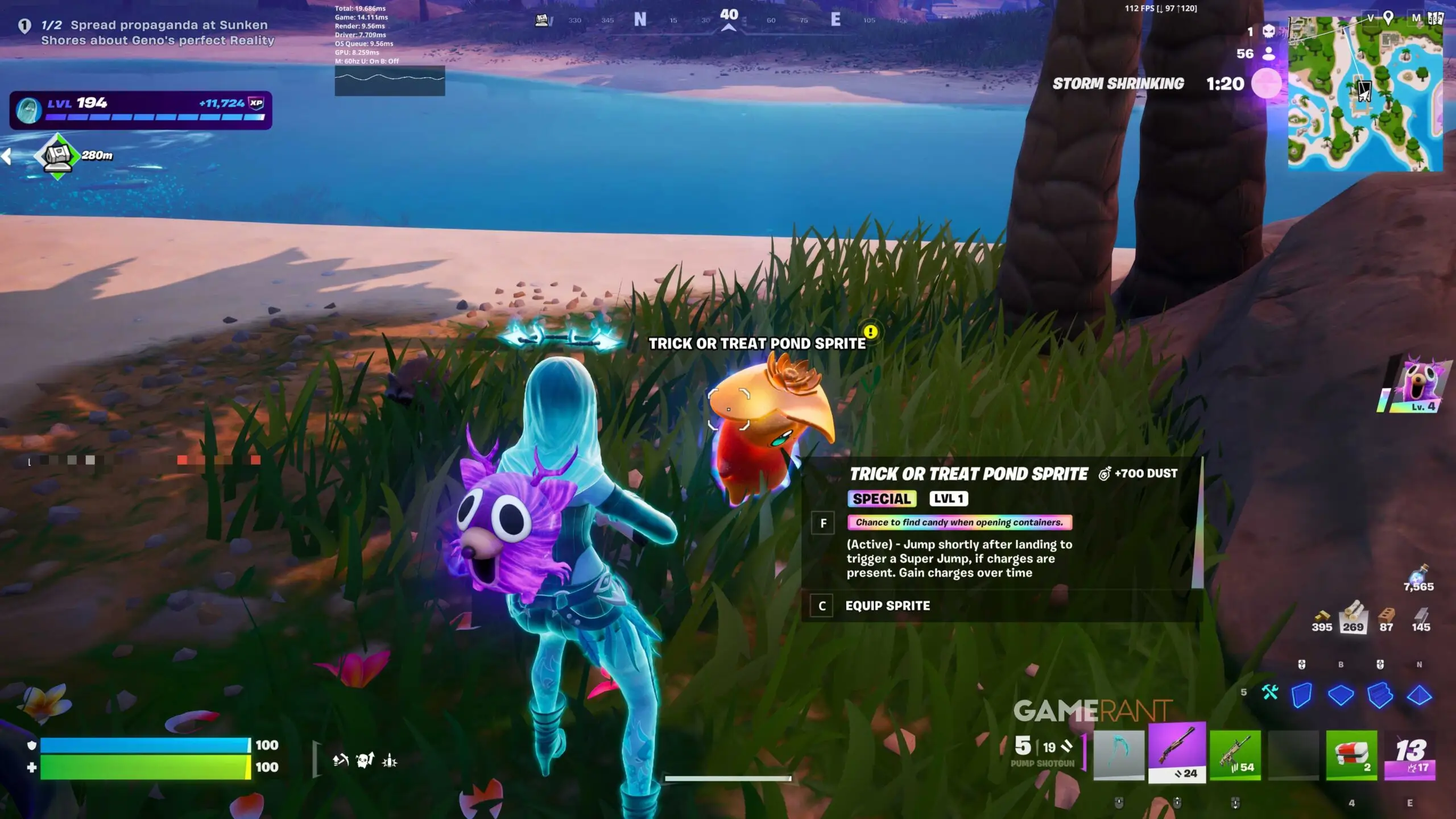 Finding a Trick or Treat Pond Sprite in Fortnite