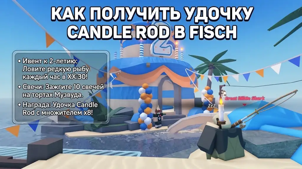 Гайд по двухлетнему ивенту в Fisch как получить удочку Candle Rod и все награды