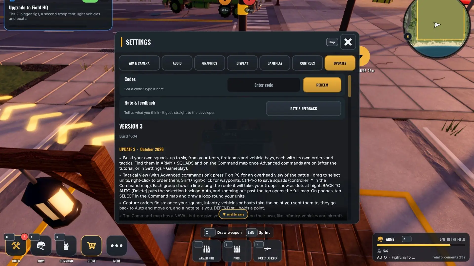 Как активировать коды в Army Commander Tycoon