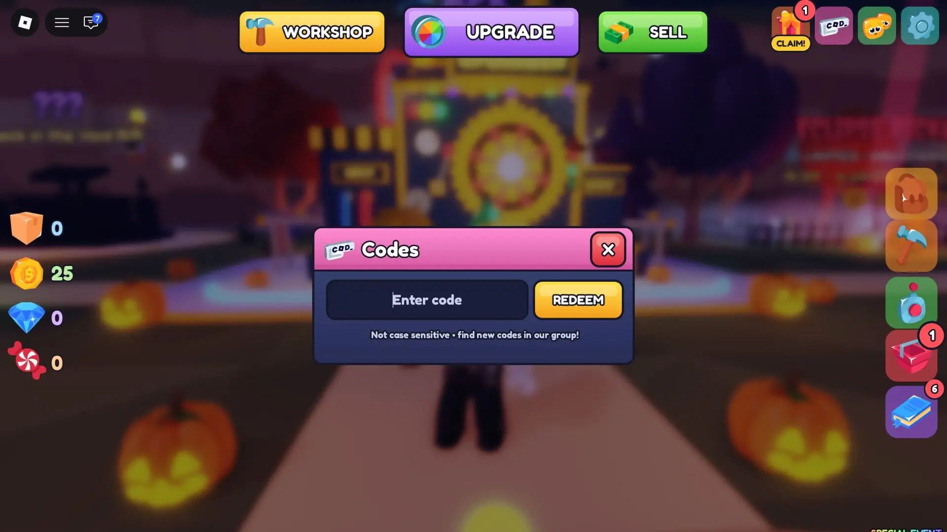 Как активировать коды в Spin To Upgrade