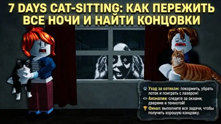 Полный гайд по выживанию в игре 7 Days Cat Sitting в Roblox